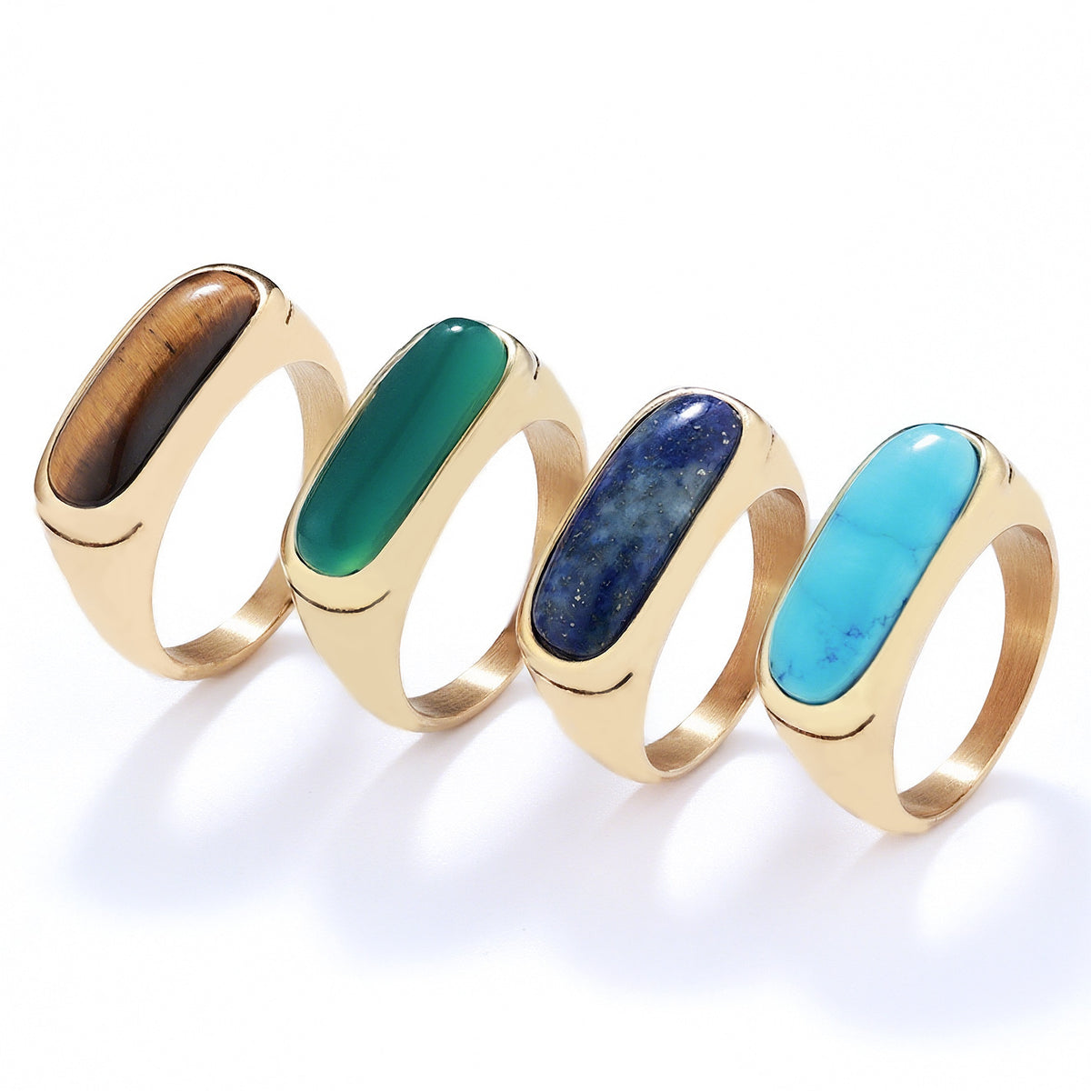 Personalized Natural Stone Engraved Vintage Ring