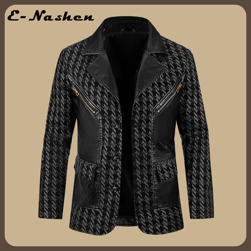 Men's Retro Motorcycle PU Leather Jacket Casual Lapel Outerwear teemdrop
