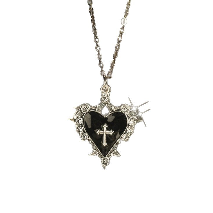 Retro Gothic Heart-Shaped Wing Bat Pendant Necklace Punk Y2K Jewelry teemdrop