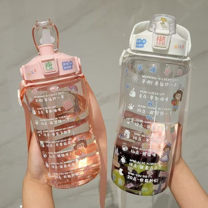 Portable fitness sports drinking straw water bottle teemdrop