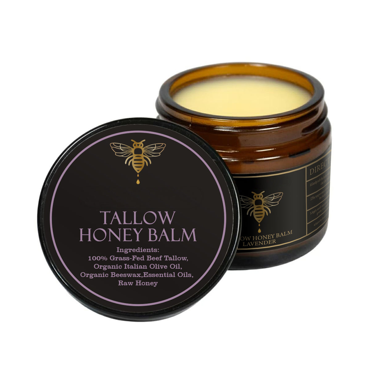 Grass-Fed Beef Tallow and Honey Moisturizing Skin Balm Cream