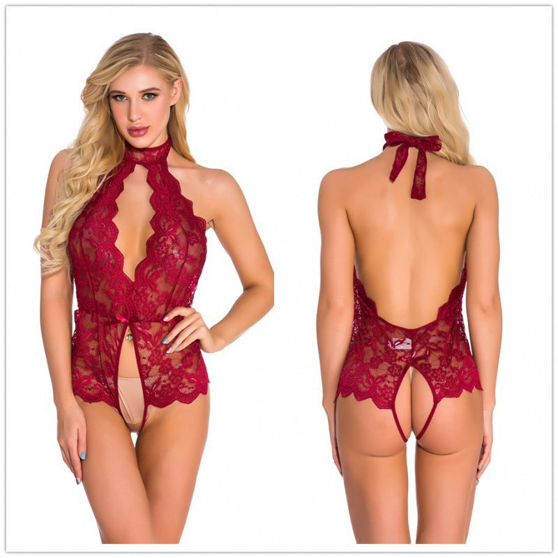 Women Sexy See Through Lace Spandex Bodysuit Cute Lingerie Jumpsuit teemdrop