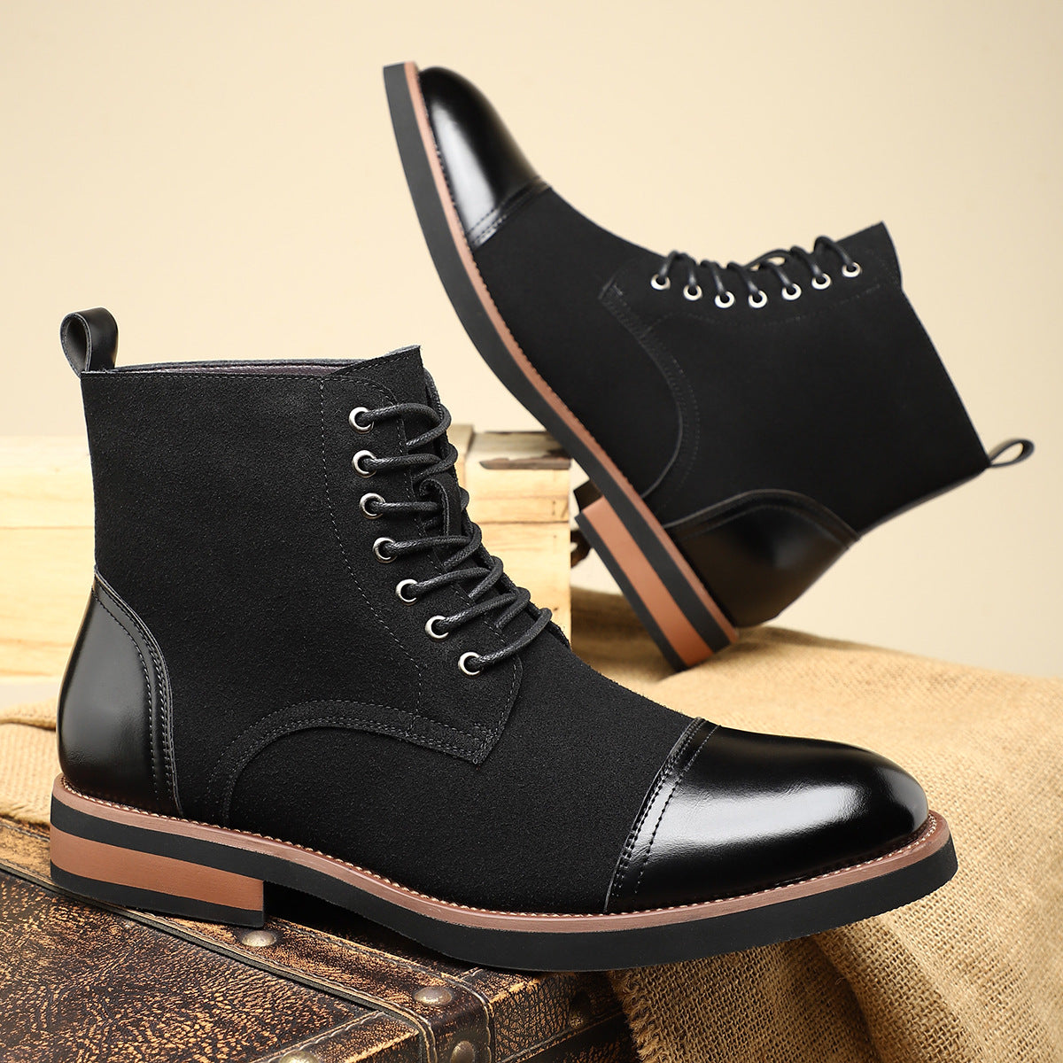 Versatile Casual Men's Leather Toe-Cap Martin Boots 28006 teemdrop