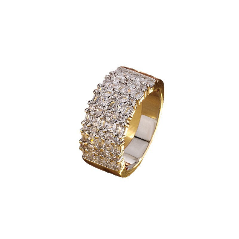 Zircon Flower Copper Ring Elegant Simple Versatile Fashion Jewelry