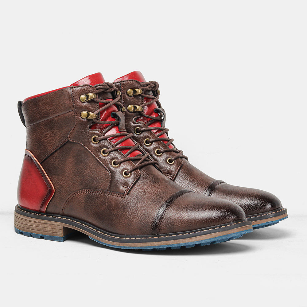 Vintage Polished Men's Leather Work Boots teemdrop