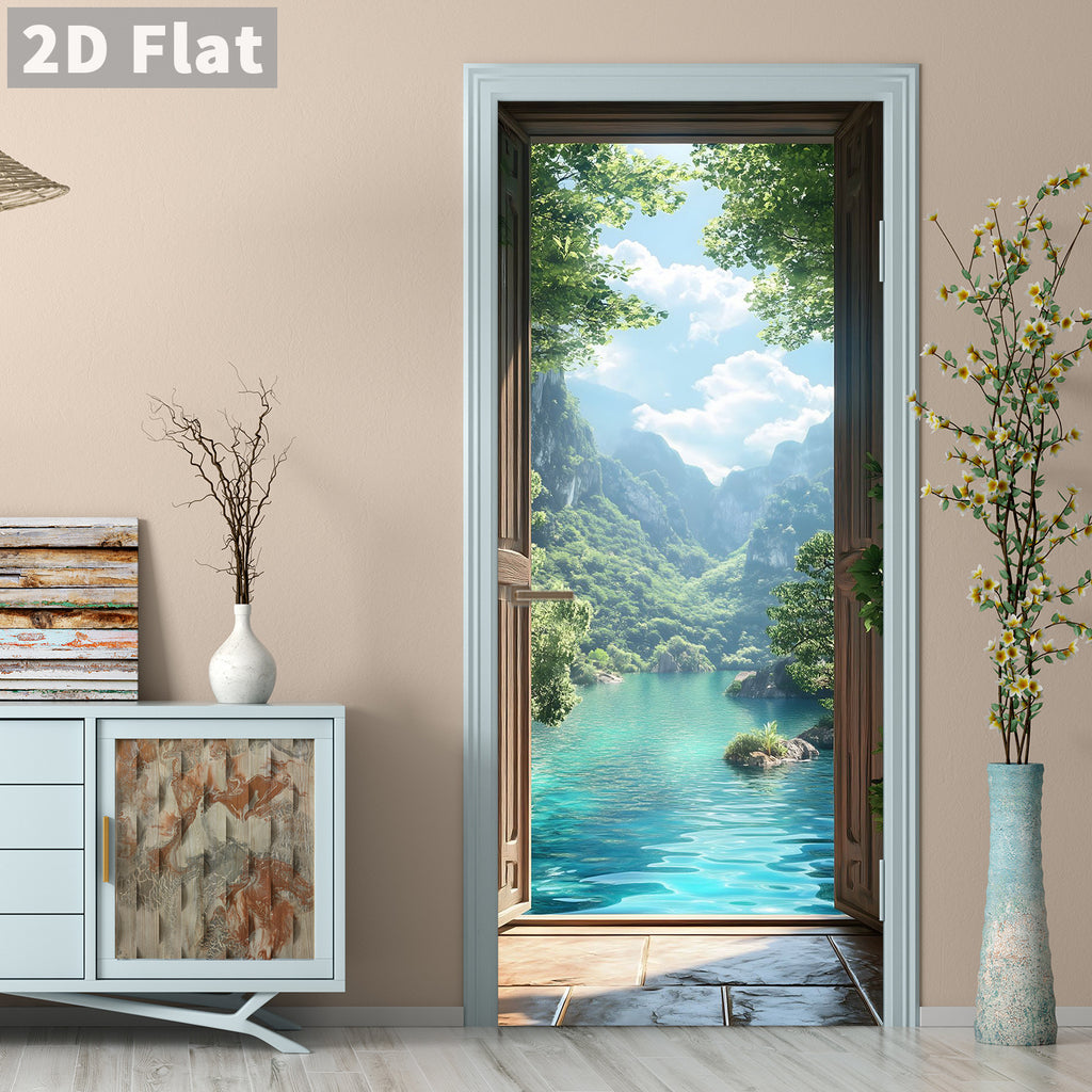 Creative Wooden Door Refurbished Door Stickers Wall Stickers teemdrop