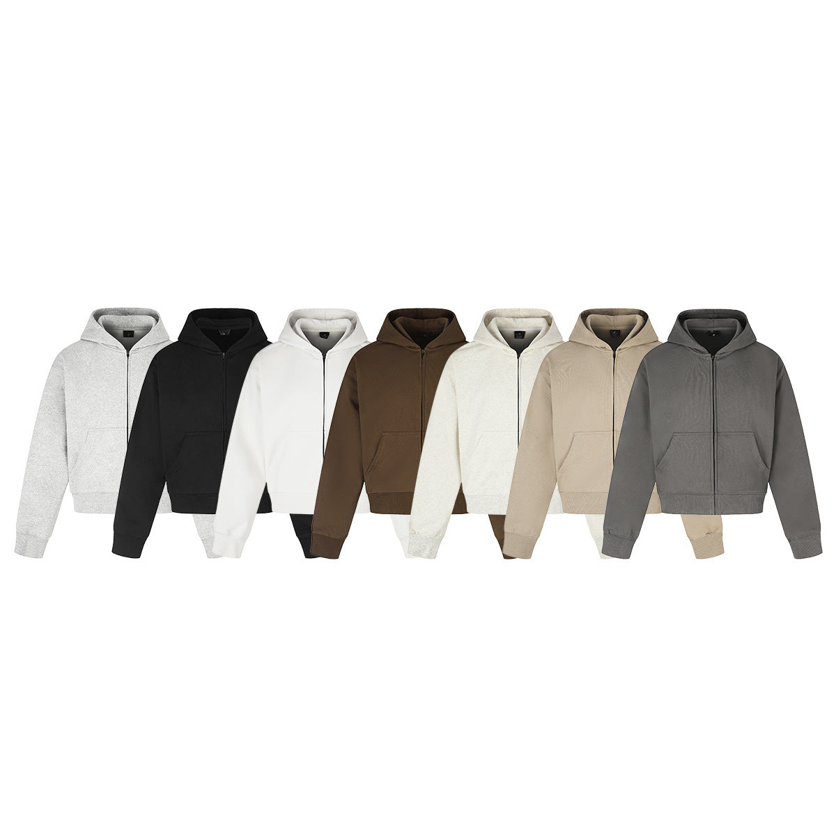 Retro Short Zip-Up Hoodie Solid Color Loose Fit Casual Jacket for Adults teemdrop
