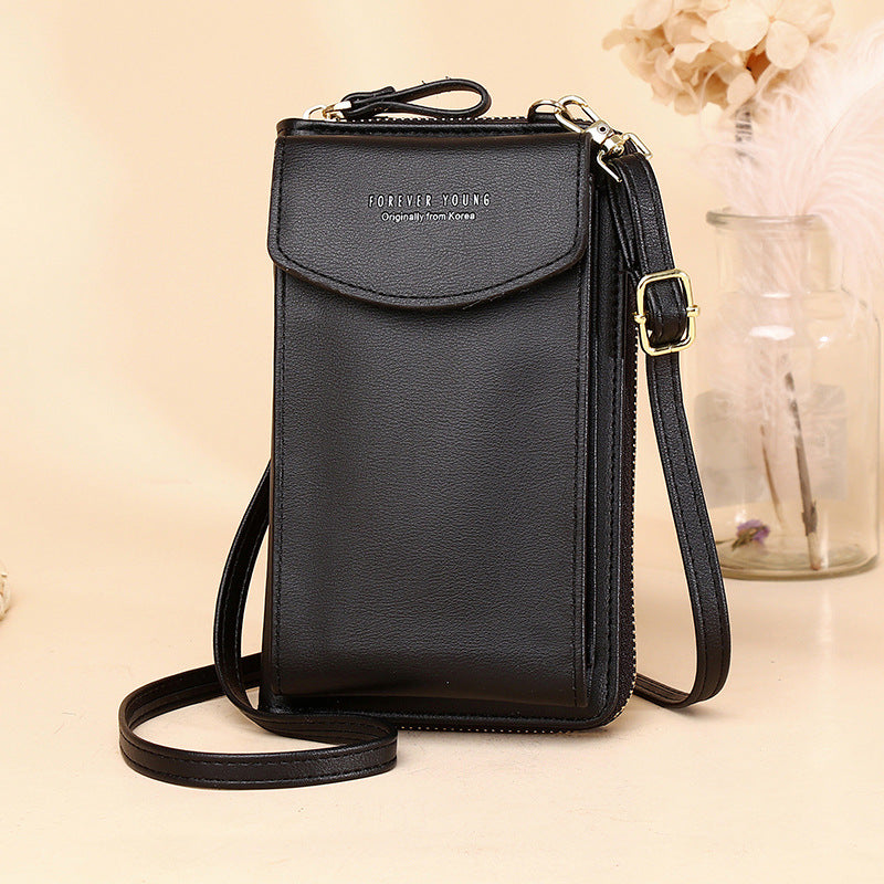 Women PU Leather Vertical Crossbody Bag Zipper Wallet Phone Bag teemdrop