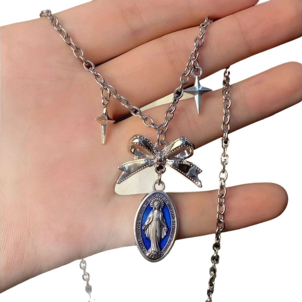 Korean Ins Style Bow Star Necklace teemdrop