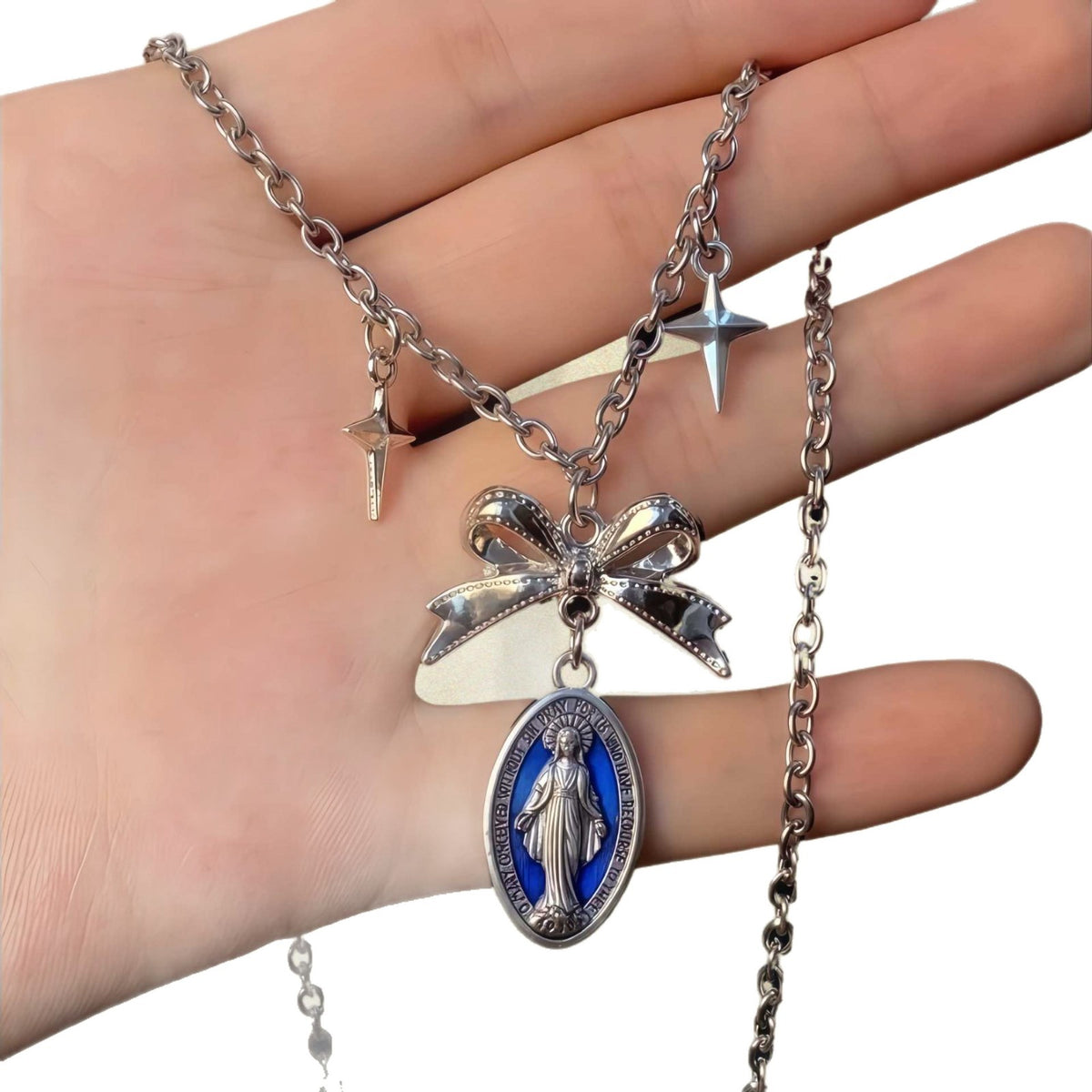 Korean Ins Style Bow Star Necklace teemdrop