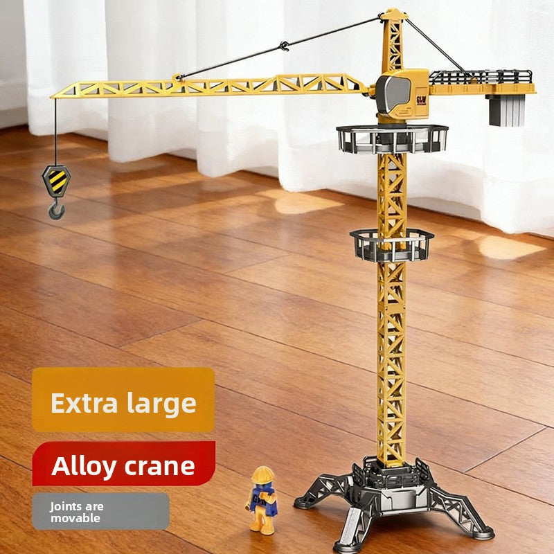 Alloy Construction Tower Crane Toy Vehicle with Movable Parts for Kids