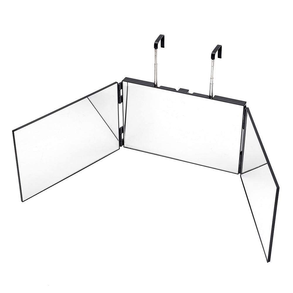 Tri-Fold Tabletop Mirror with Storage Tray Adjustable Lighted Makeup Vanity Mirror teemdrop