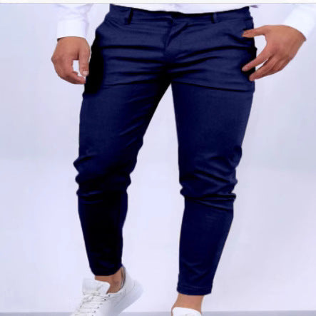 Men's Solid-Color Dress Pants, Business-Casual Trousers, Slim-Fit Formal Pants teemdrop