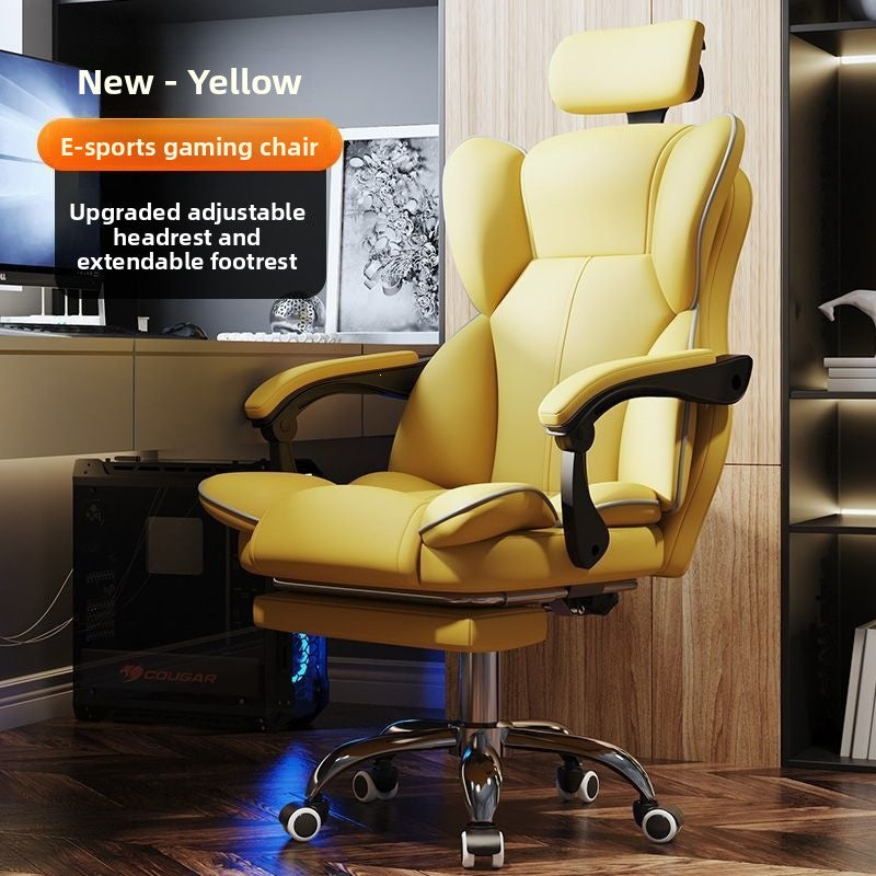 Ergonomic High-Elasticity Foam Computer Chair with Headrest and Footrest