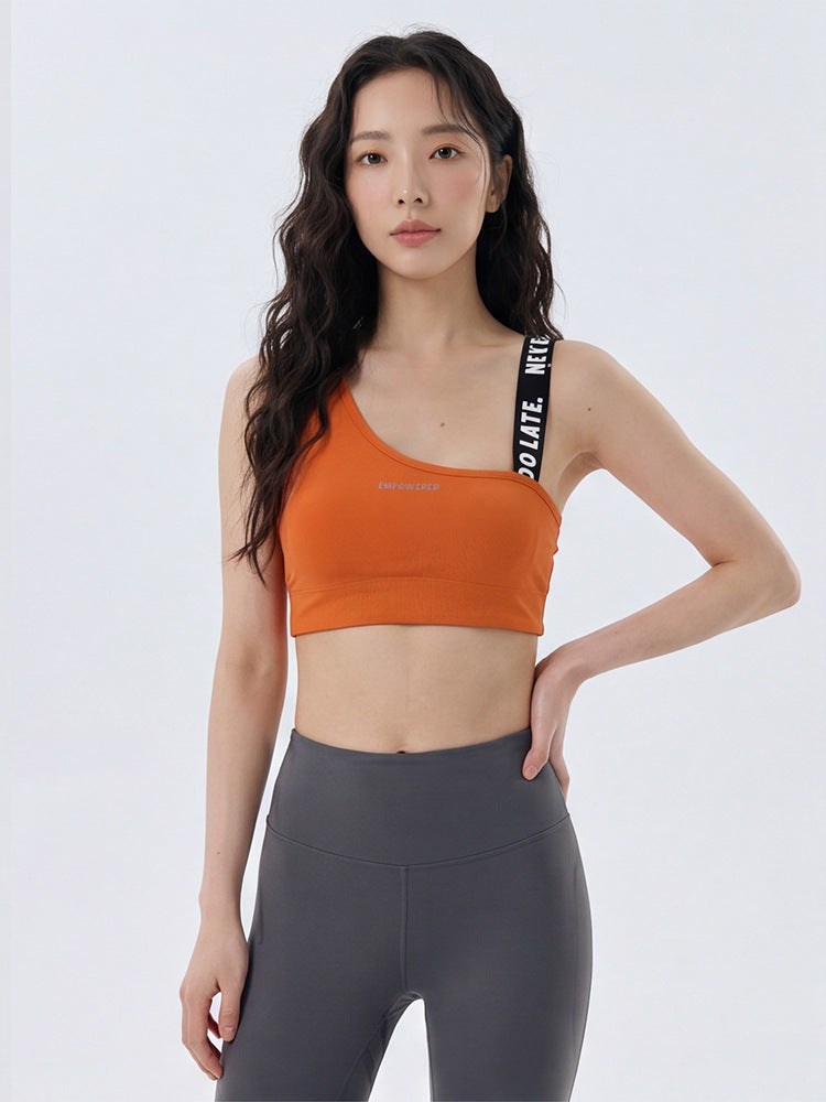 Women's Solid Color Backless High-Intensity Sports Bra with Chest Pad teemdrop