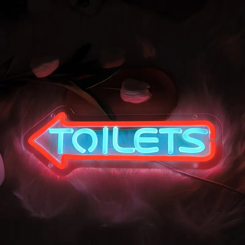 LED neon sign restroom teemdrop