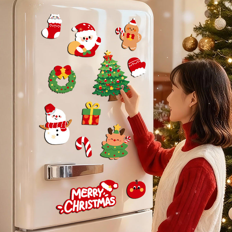 Creative Paper Christmas Tree Magnetic Refrigerator Stickers Holiday Decoration teemdrop