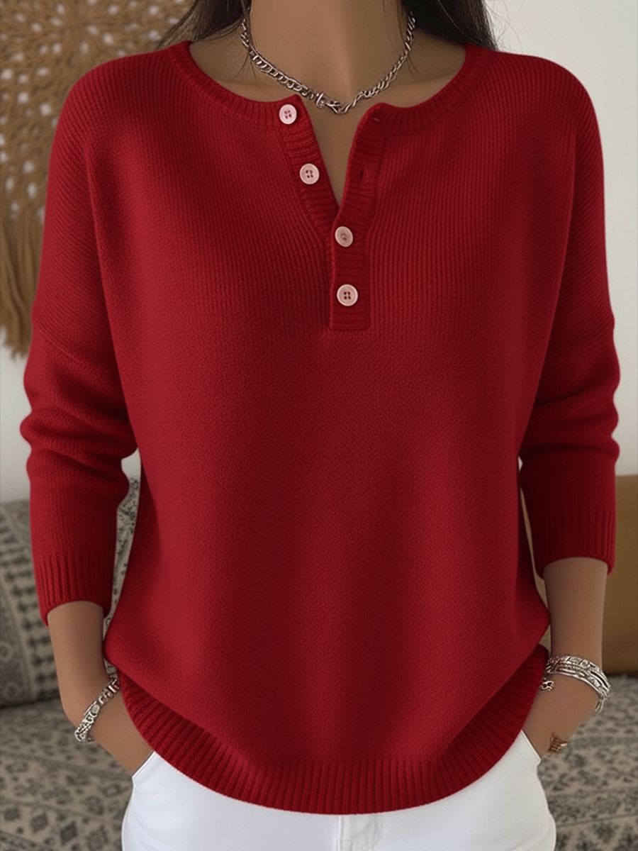Women's V-neck button-down knitted sweater teemdrop