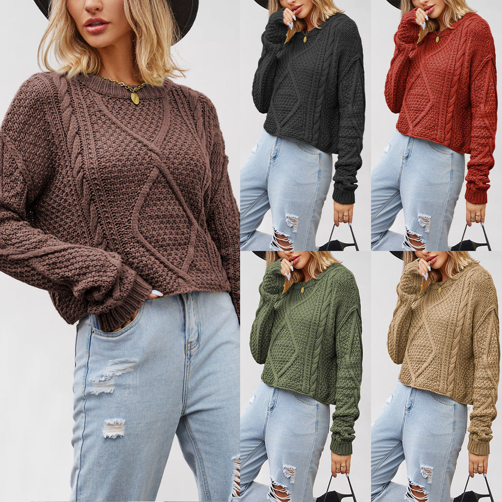 Women's Chunky Knit Twist Pullover Sweater teemdrop