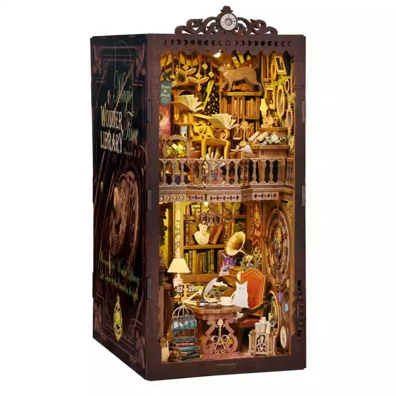 DIY Wooden Miniature Library Cabin Book Nook Building Kit
