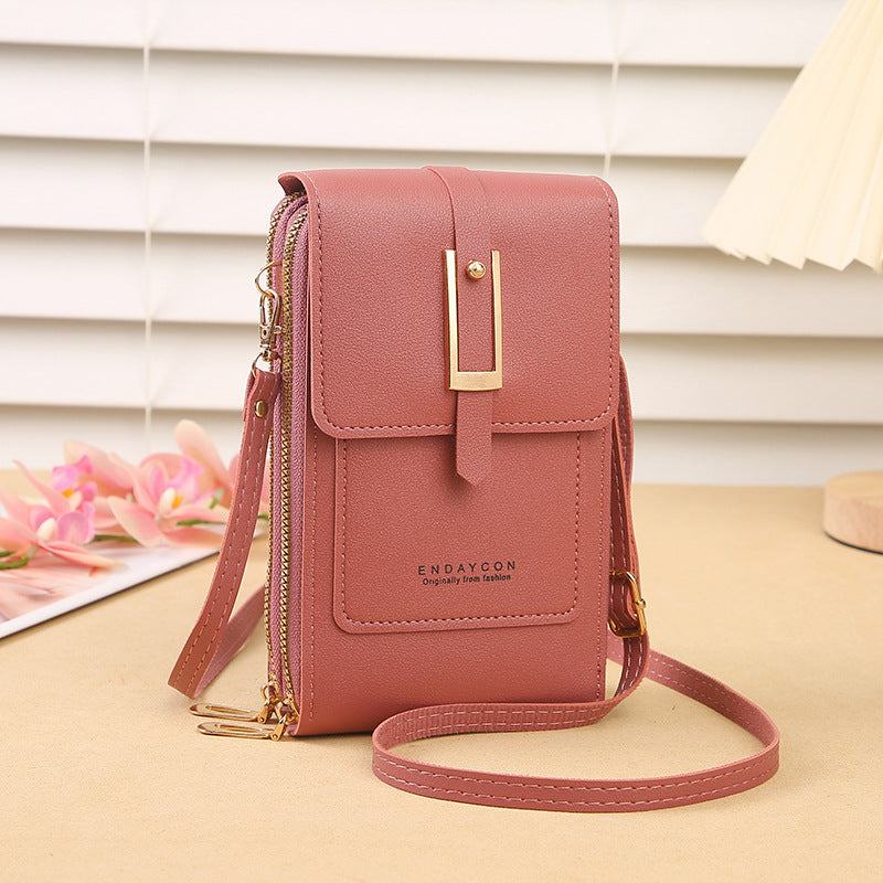 Women's Touch Screen PU Leather Phone Pouch Crossbody Bag with Card Slots