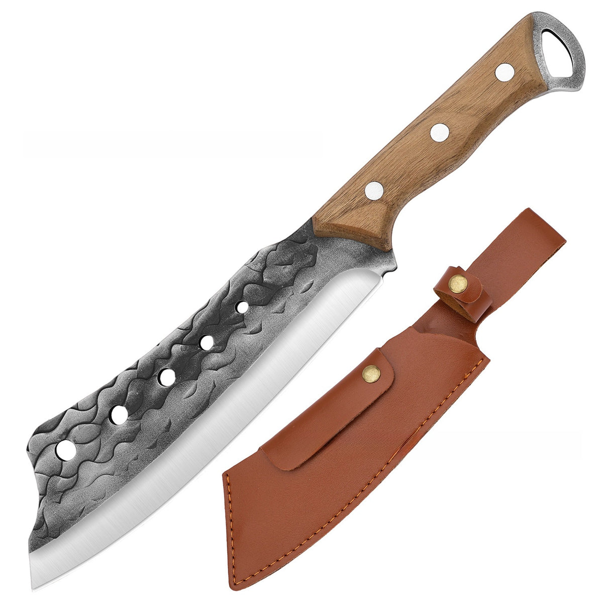 Hand-Forged Butcher Knife with Sheath