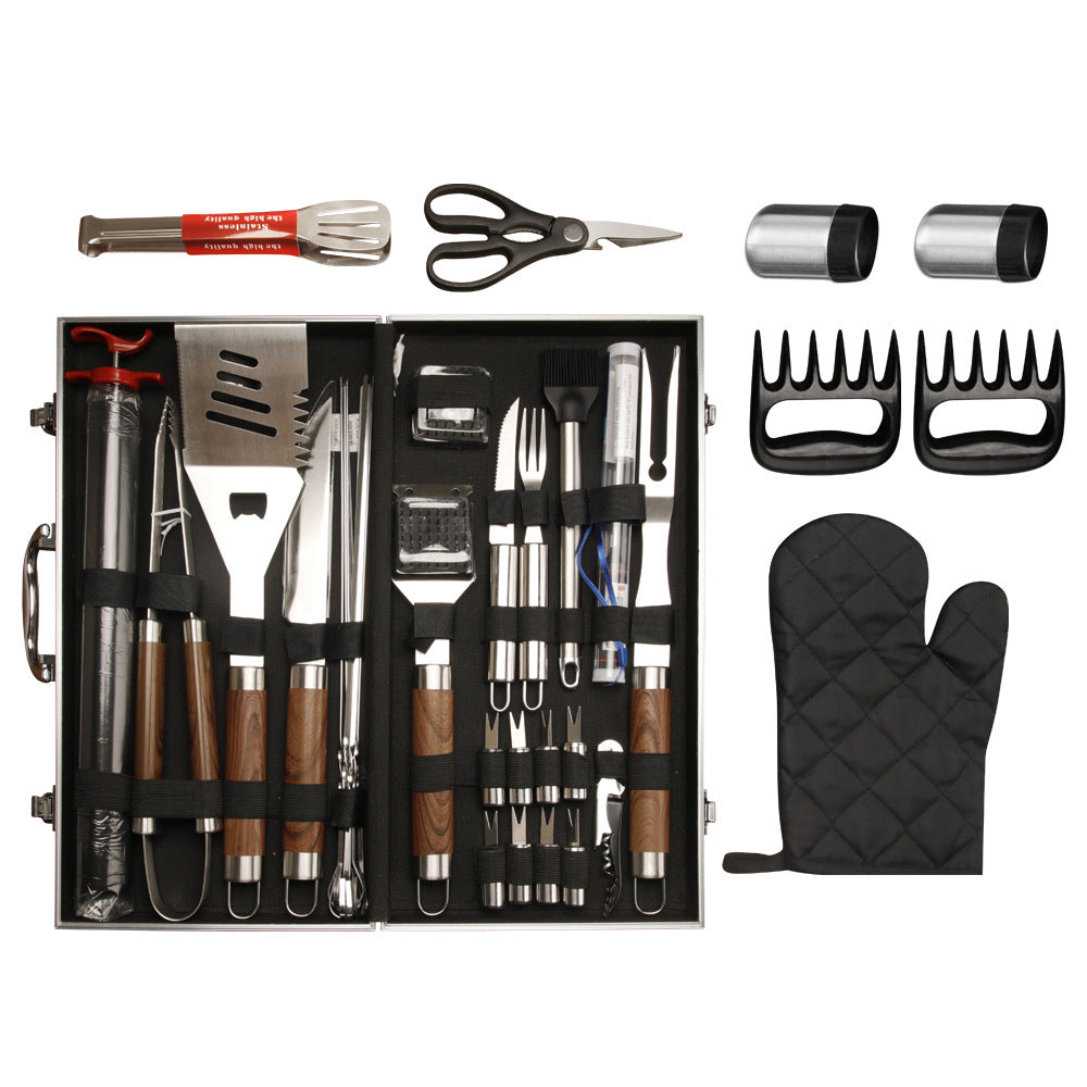 Stainless Steel Barbecue Tool 38-Piece Set with Aluminum Storage Box teemdrop