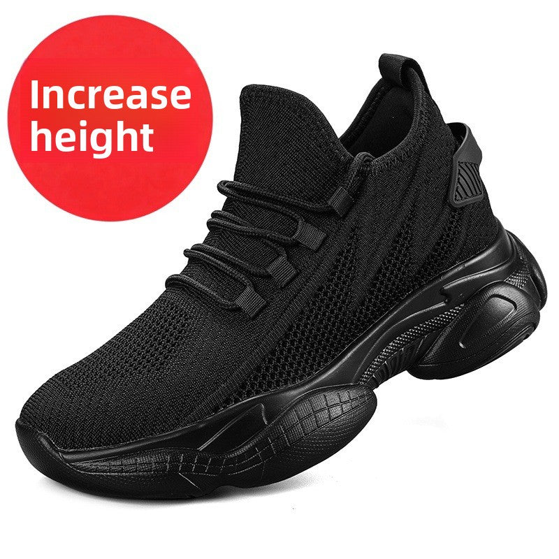 Height-increasing thick-soled flyknit shoes