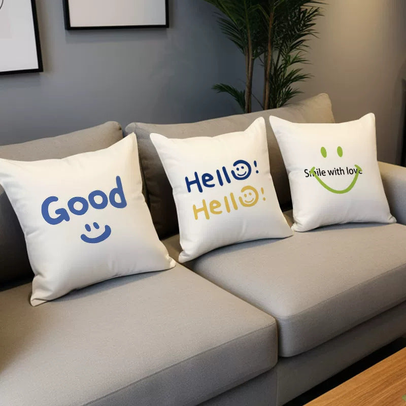 Cute Smiling Face Double-Sided Plush Throw Pillow Cover with Insert teemdrop