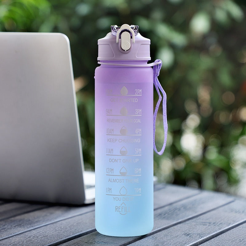 Portable fitness sports drinking straw water bottle teemdrop