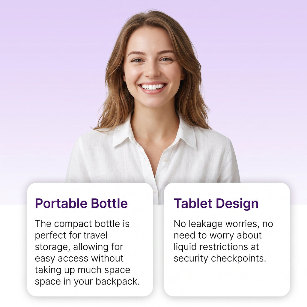 Purple toothpaste tablet