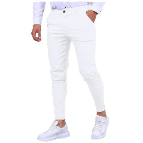 Men's Solid-Color Dress Pants, Business-Casual Trousers, Slim-Fit Formal Pants teemdrop