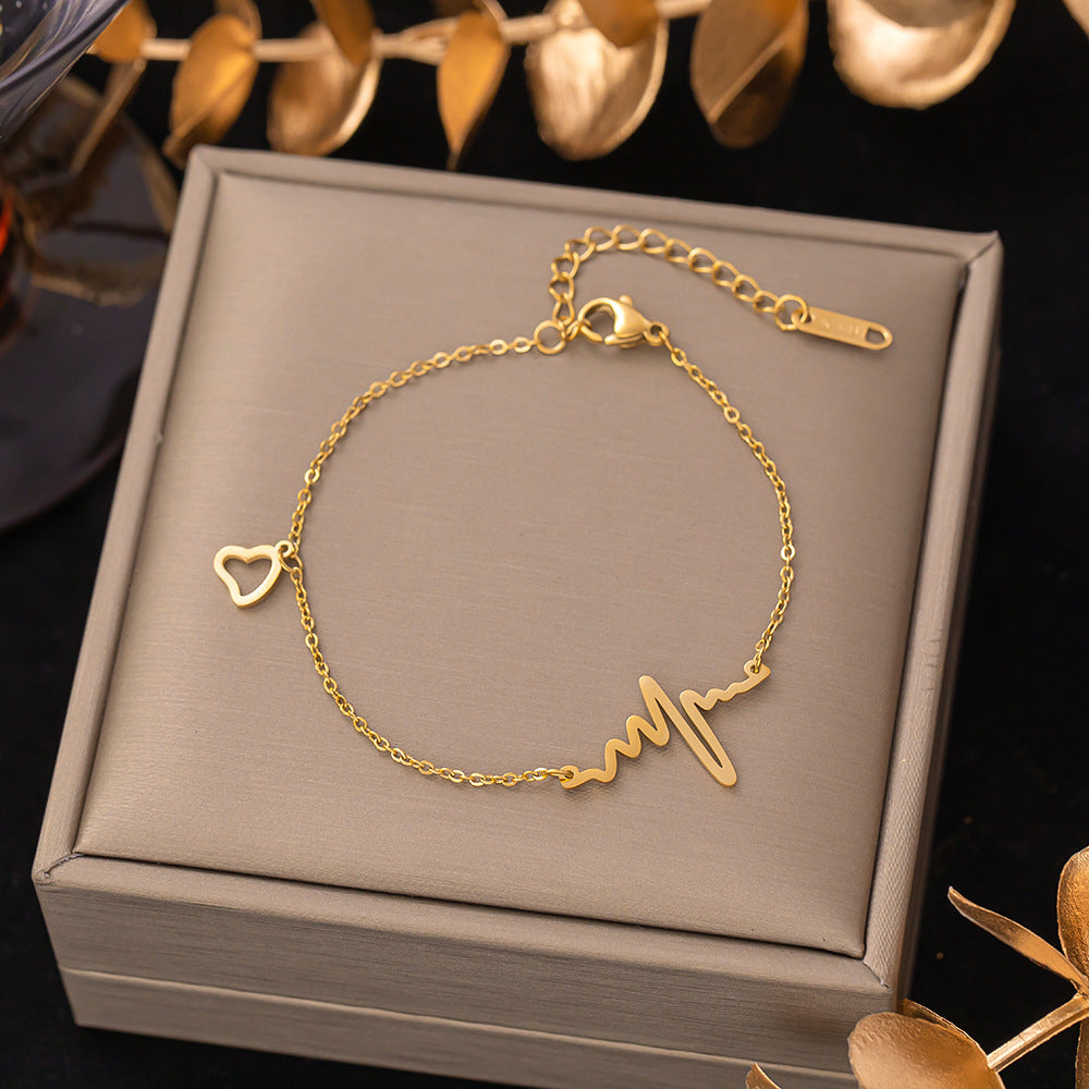 Women's Titanium Steel Inlaid Charm Bracelet Versatile Fashion Jewelry teemdrop
