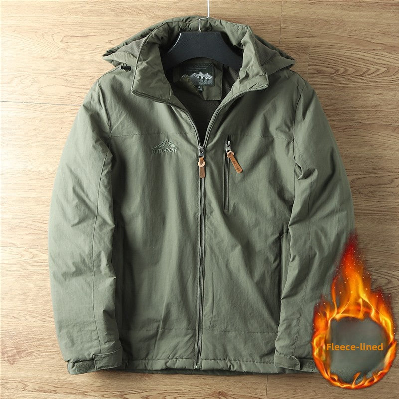 Men's detachable hood zipper loose jacket teemdrop