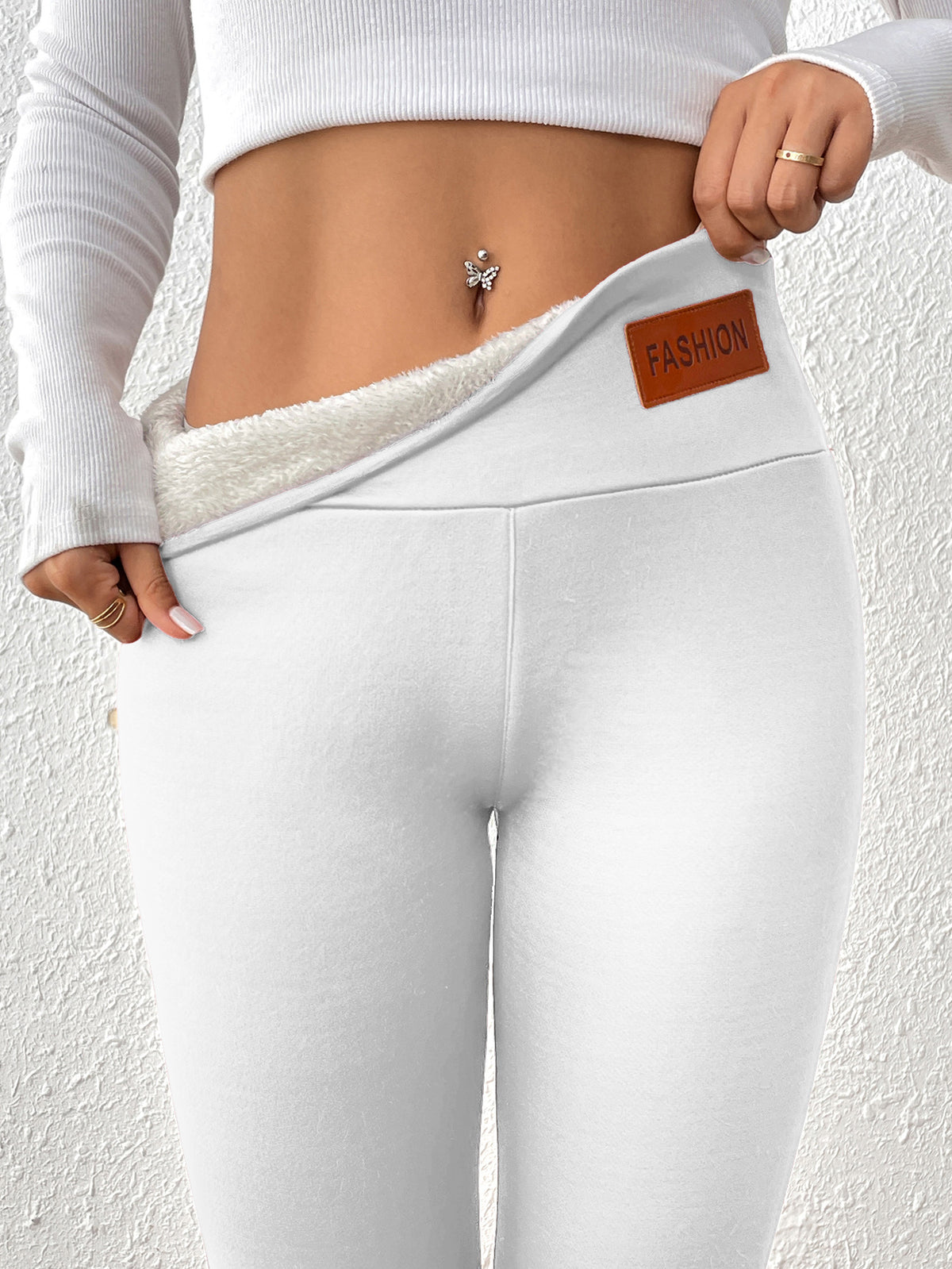 Women's High Waist Cashmere Warm Fleece Lined Elastic Skinny Pants teemdrop