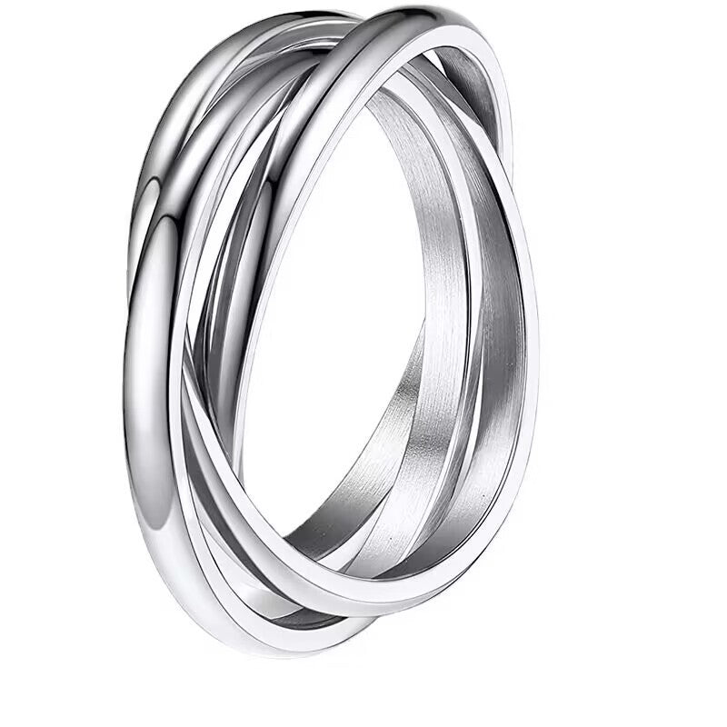 Three Ring Interlocking Titanium Steel Rotating Rings
