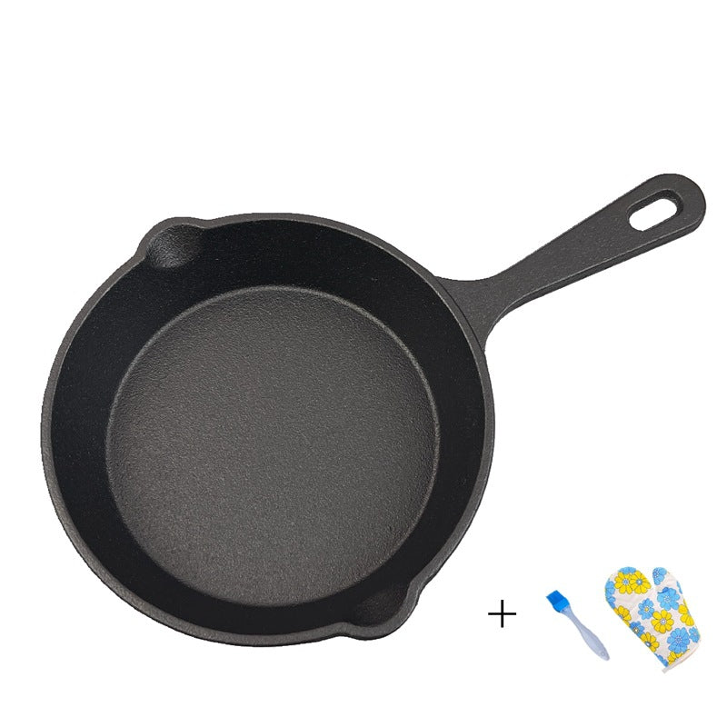 Traditional Cast Iron Flat Bottom Frying Pan teemdrop
