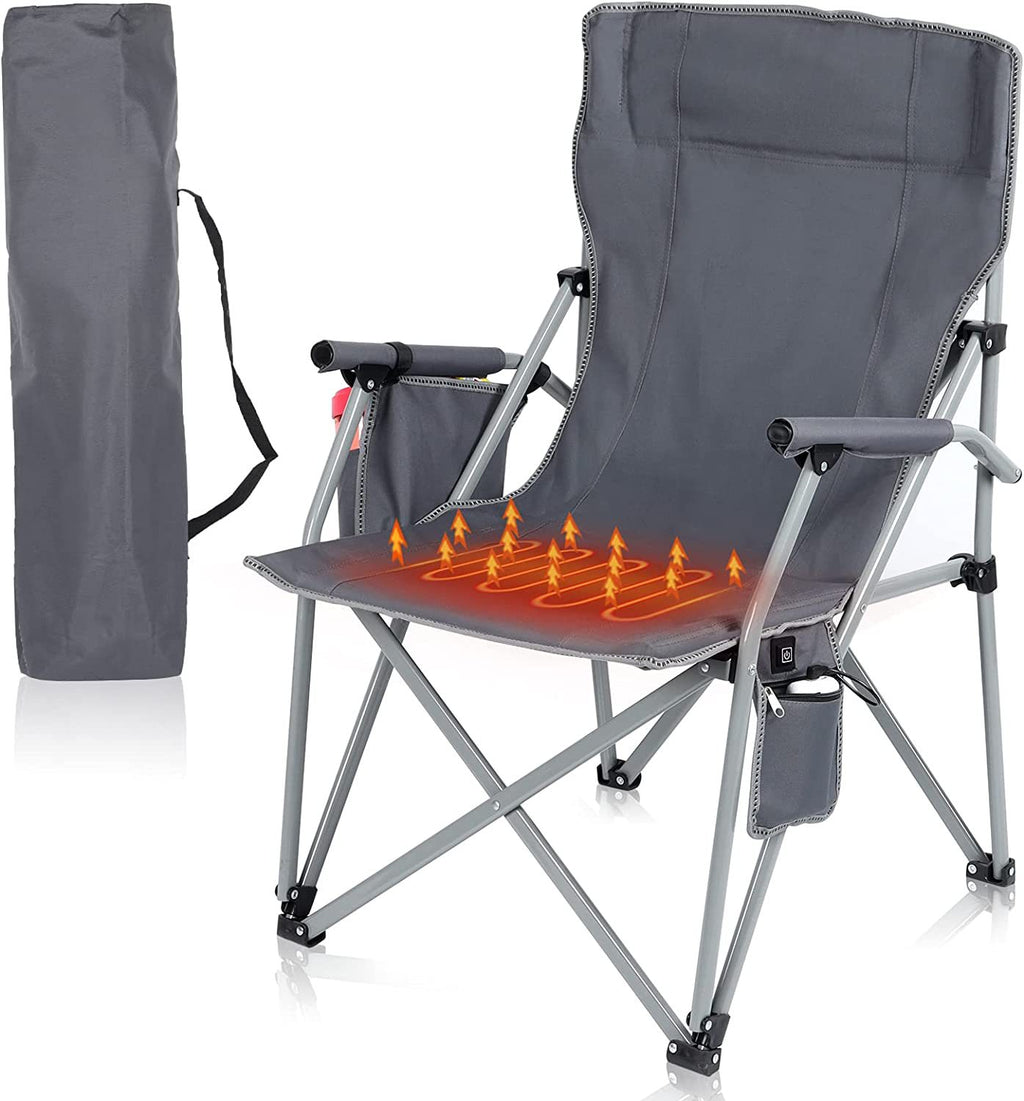 Heated Foldable Camping Chair with USB Heating Pad