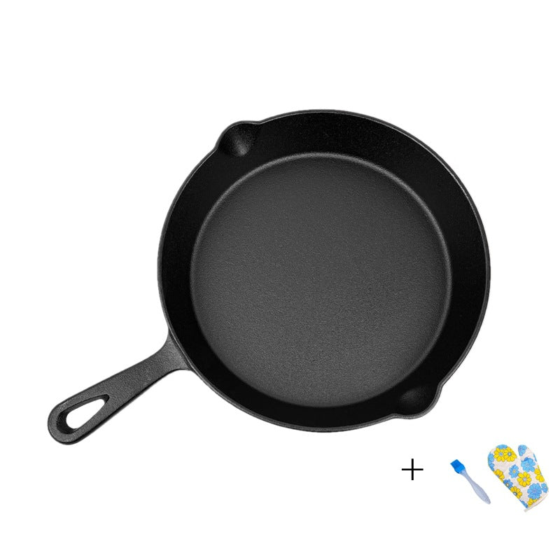 Traditional Cast Iron Flat Bottom Frying Pan teemdrop
