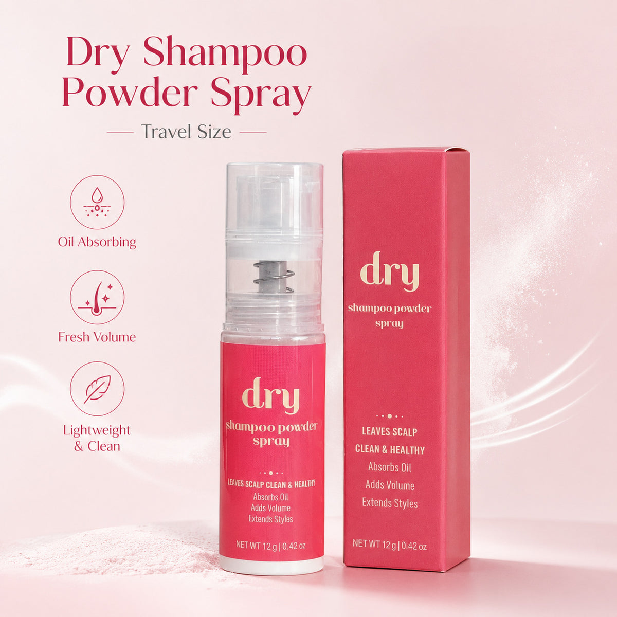 Portable oil-absorbing and re-energizing dry cleaning powder spray teemdrop