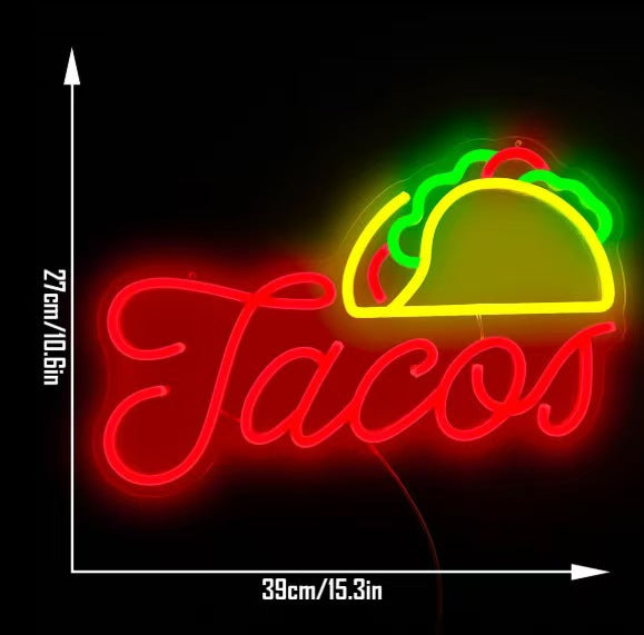 LED Neon Light Hamburger Fries Sushi Shape Sign for Home Bar Decoration