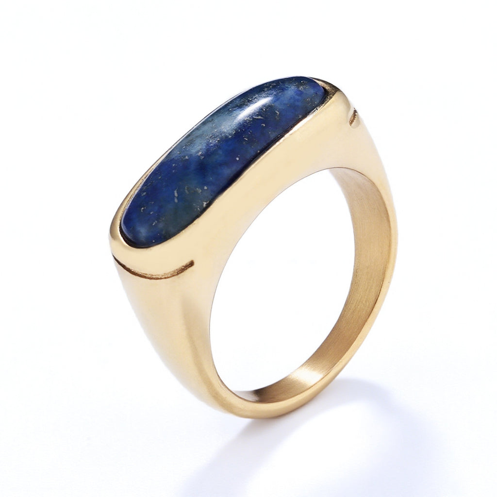 Personalized Natural Stone Engraved Vintage Ring