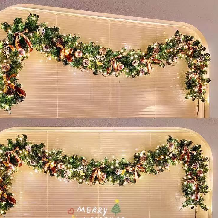 Christmas decorative rattan glowing rattan grass pine branch light string teemdrop