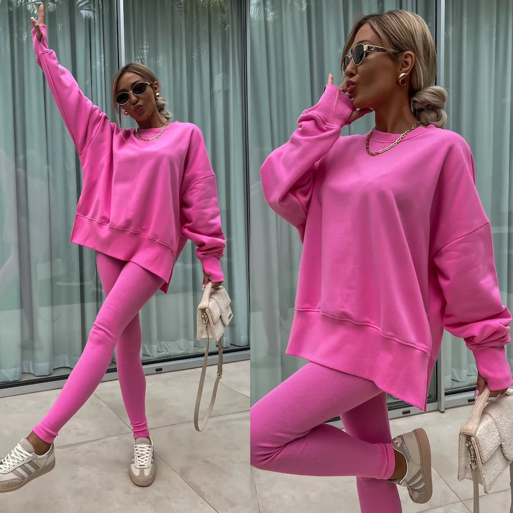 Long Sleeve Sweatshirt and Tight Trousers Set