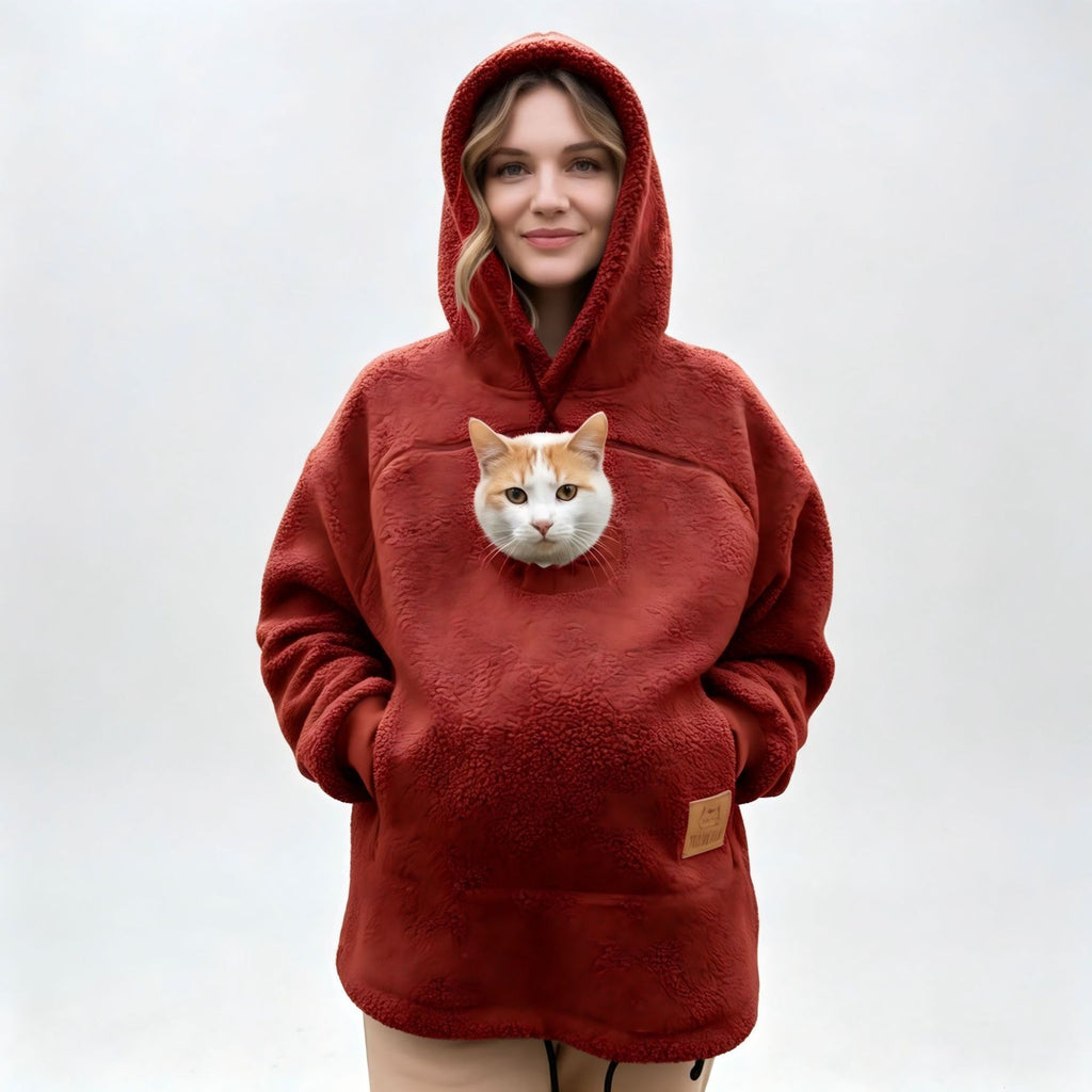 Unisex Lamb Wool Hooded Pullover Sweatshirt Loose Casual Warm