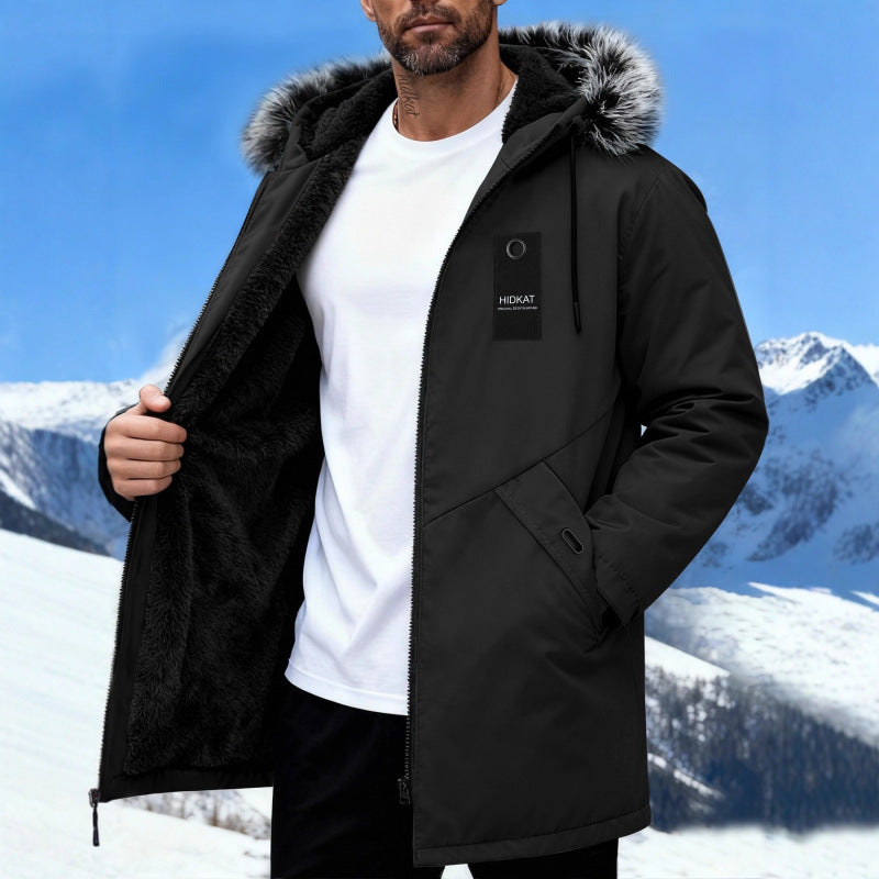 Men's Slim-Fit Mid-Length Windbreaker with Hood