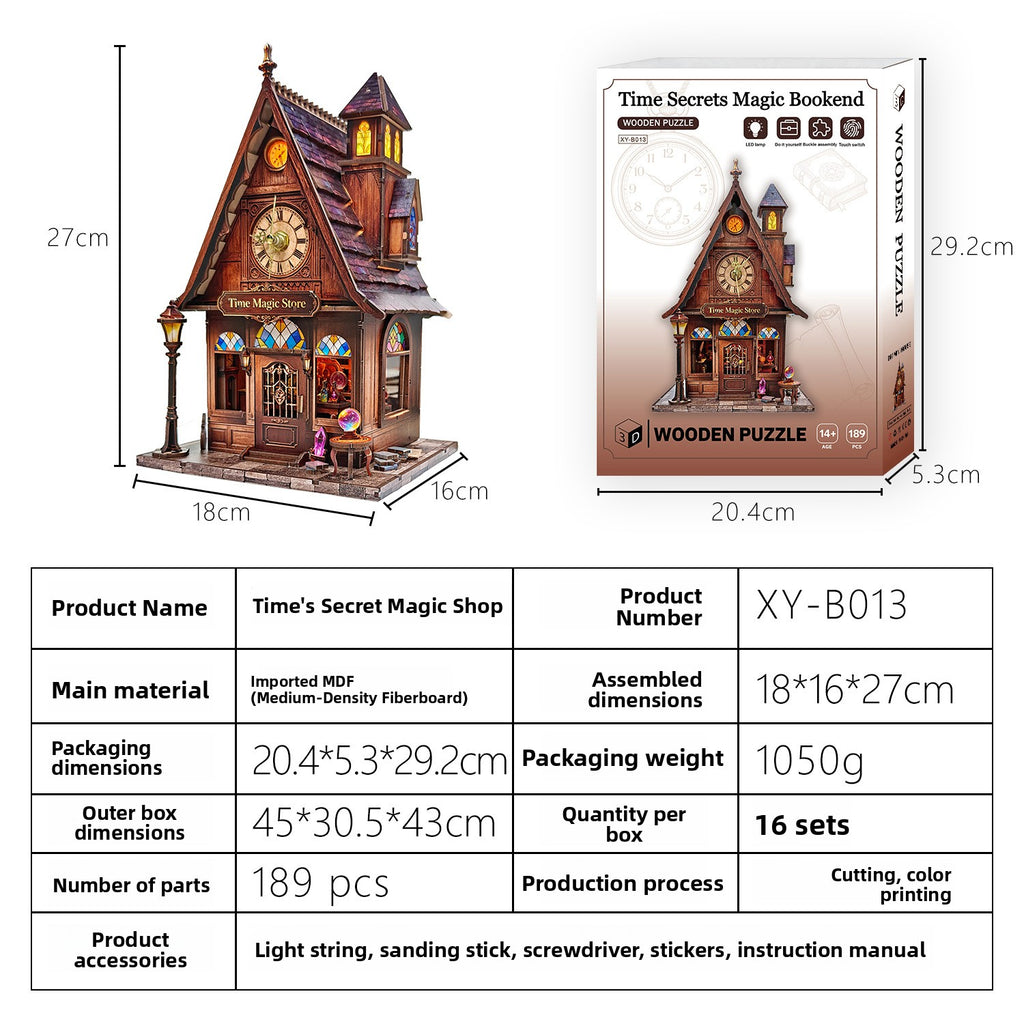 DIY Wooden Miniature House 3D Puzzle Model Building Kit with LED Light teemdrop
