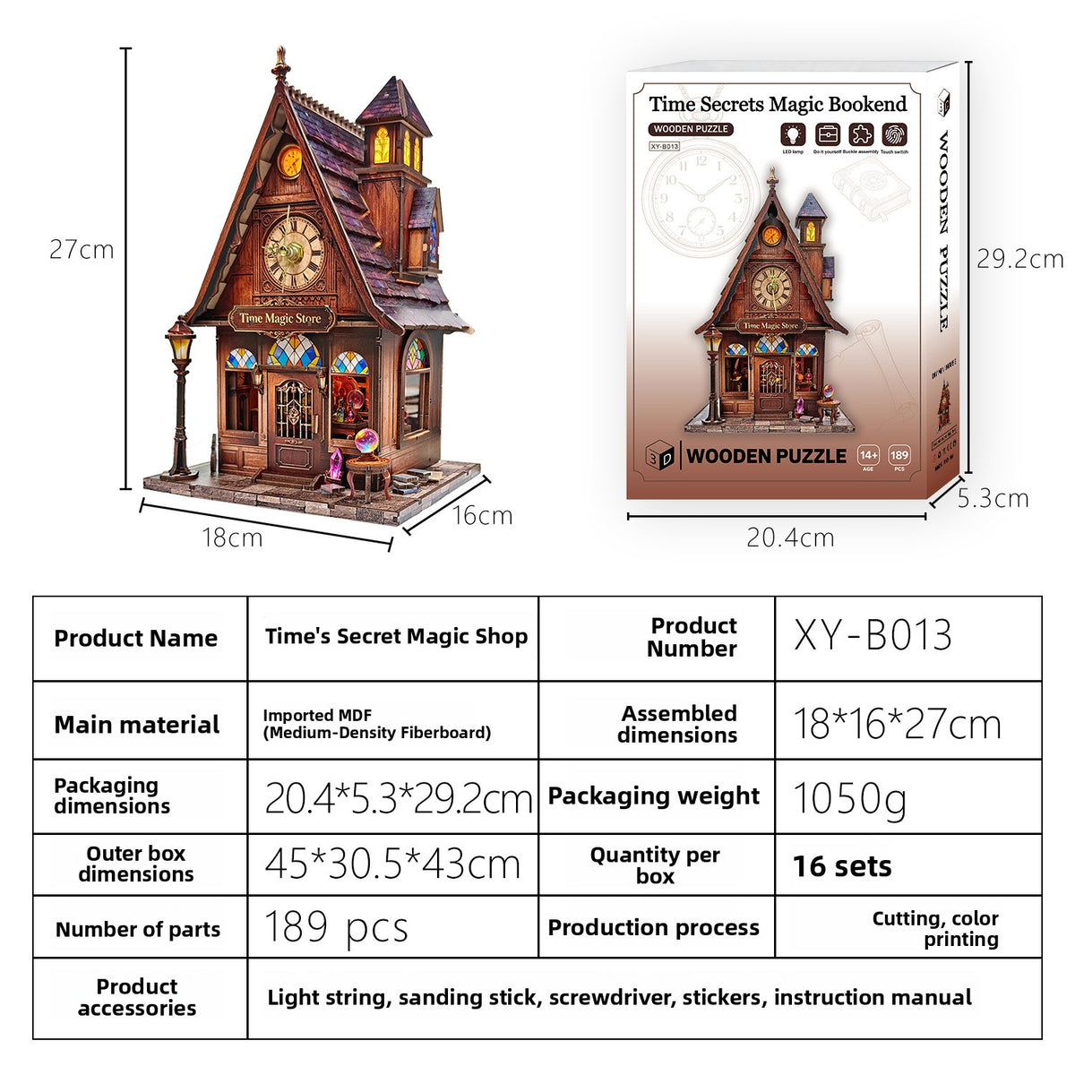 DIY Wooden Miniature House 3D Puzzle Model Building Kit with LED Light teemdrop