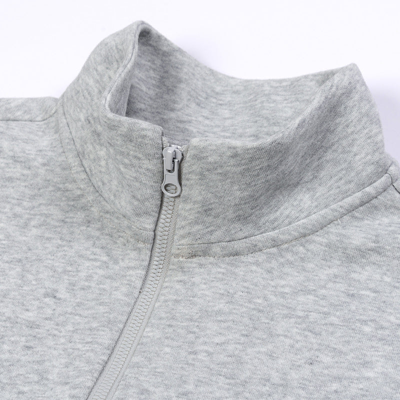 Men's Autumn and Winter Solid Color Stand Collar Pullover