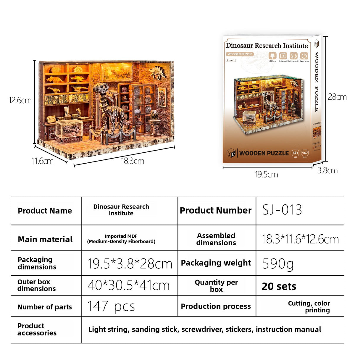 DIY Wooden Miniature House 3D Puzzle Model Building Kit with LED Light teemdrop